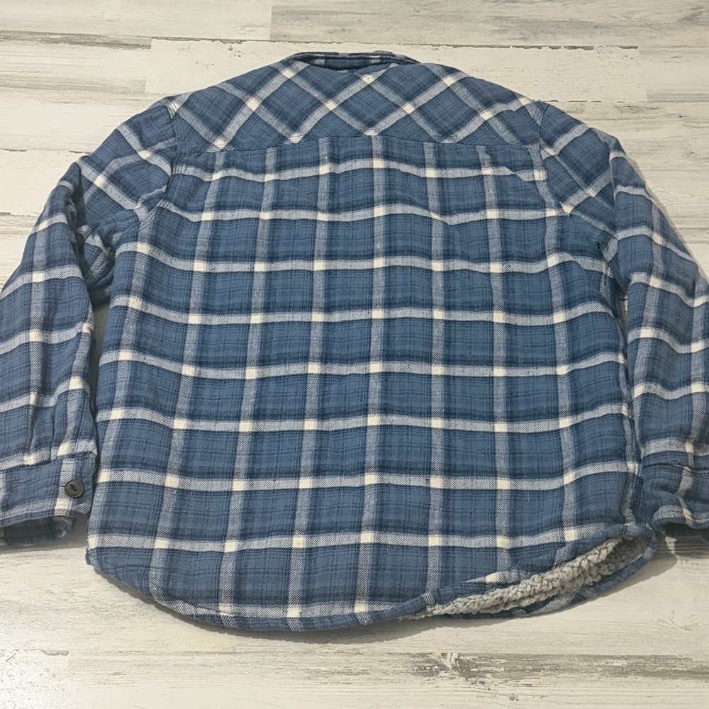 True Grit Blue and White Plaid Shirt Jacket Size Medium - Picture 4 of 8